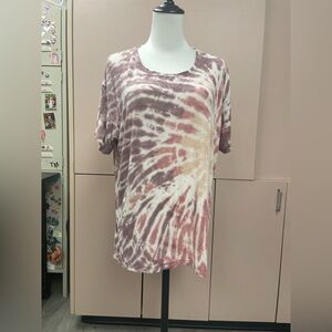 American Eagle oversized tie-dye t-shirt tan pink brown size medium loose fit